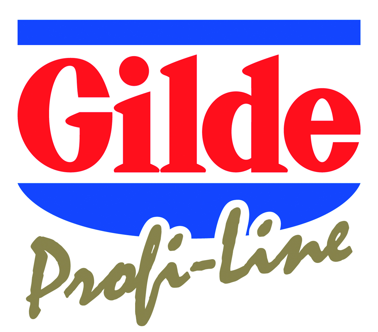 Logo der Marke Gilde Profi-Line in den Farben Rot, Blau und Gold