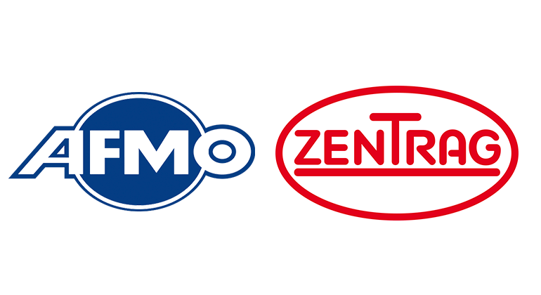 Logo der AFMO (blau/weiß) und das der ZENTRAG (rot/weiß)